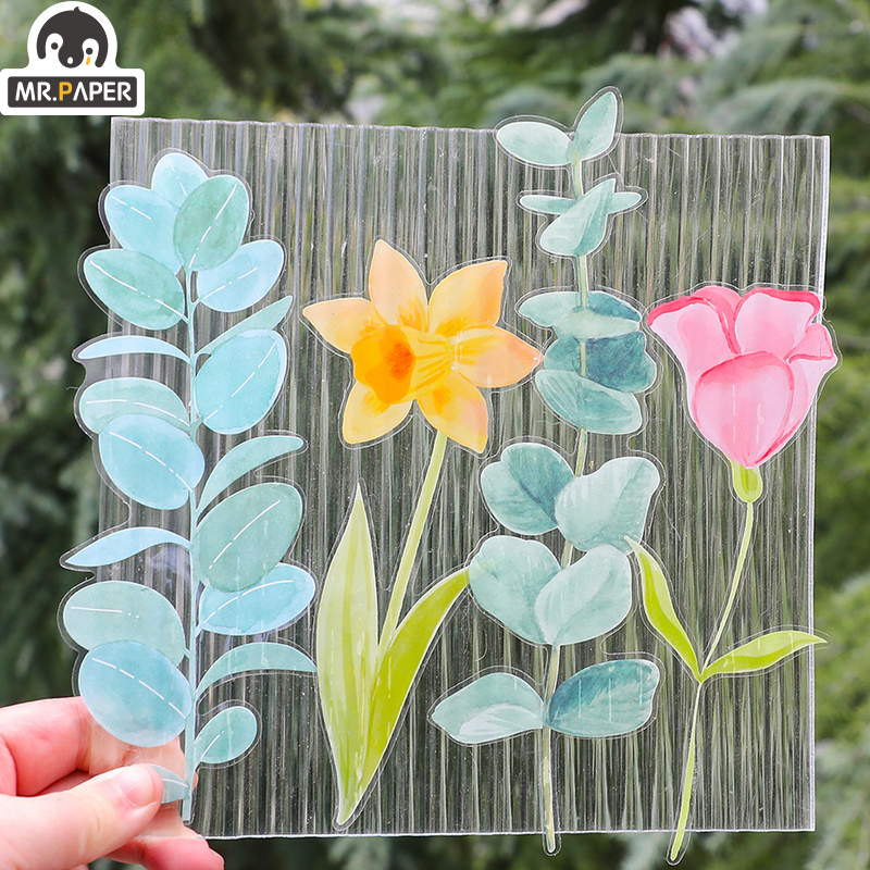 Mr.paper 8 wzorów 6 sztuk weekendowe kwiaty naklejki dekoracyjne Scrapbooking stylizacja Toy Deco Album DIY naklejki papiernicze