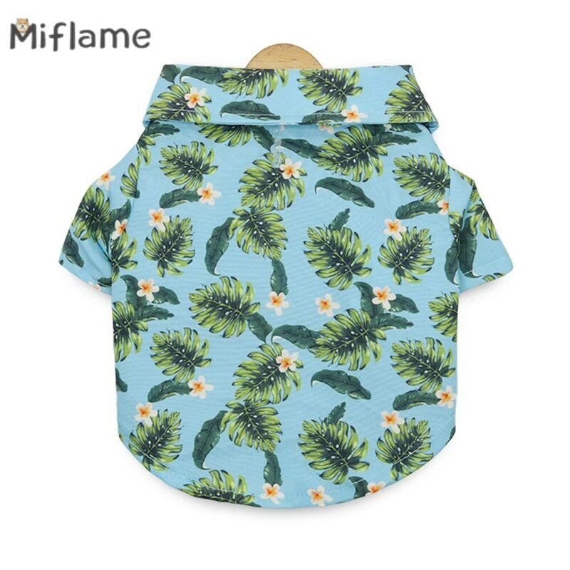 Miflame Leaf Print Pet Clothes, camisa fina para gatos, Pano, Teddy Bichon, Roupa casual para cães pequenos, novo, primavera, verão