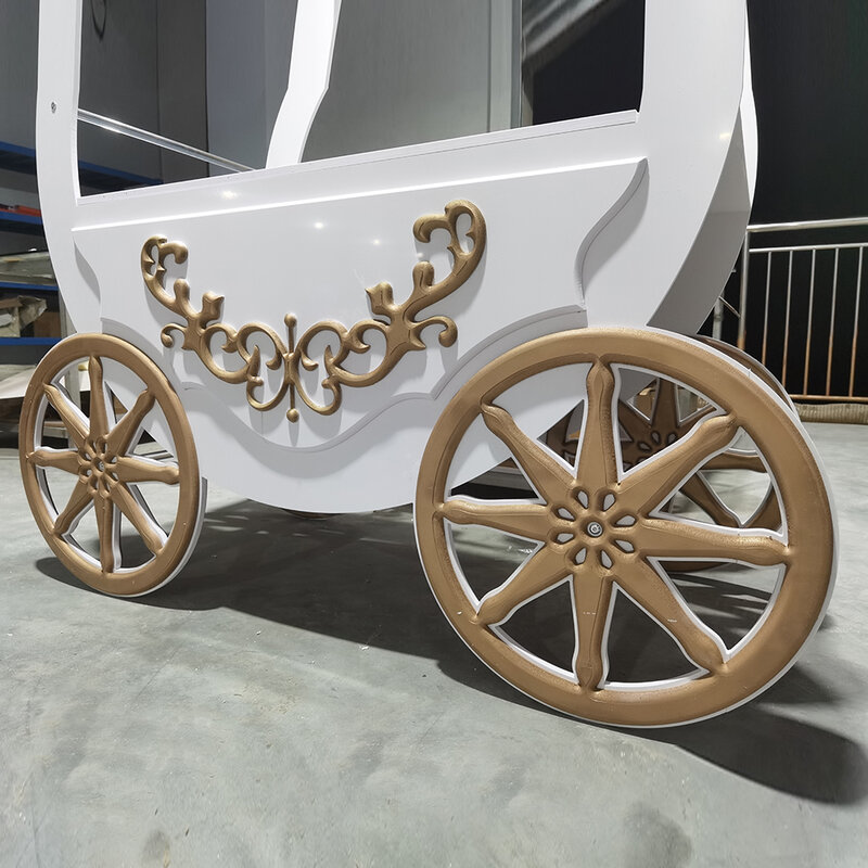 Chariot de barre de bonbons personnalisé, bois, blanc, peut être poussé, décoration de mariage