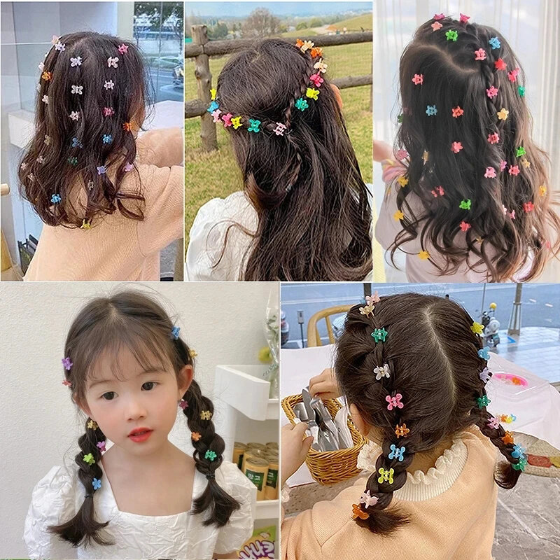 Pinzas pequeñas coloridas para el pelo para niña, accesorios para el cabello con dibujos animados de flores y mariposas, 10/20 piezas