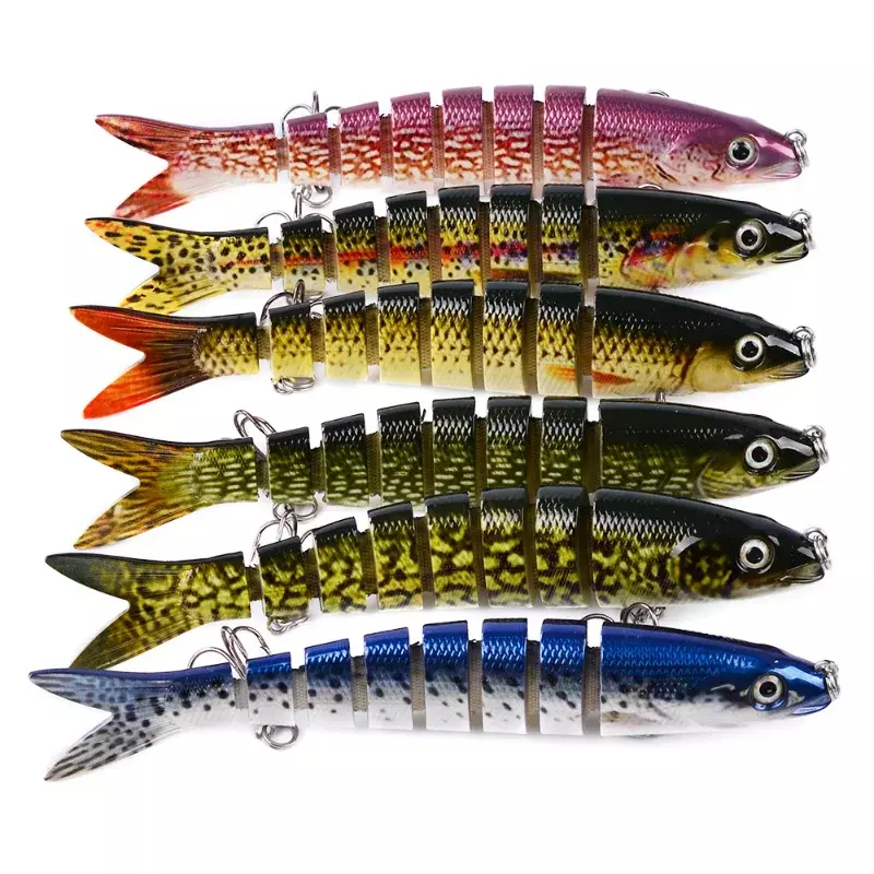 6 colori Multi-sezione esca Wobblers luccio Perch13.5cm 19g richiamo plastica esca dura Multi sezione bocca di pesce accessori per la pesca