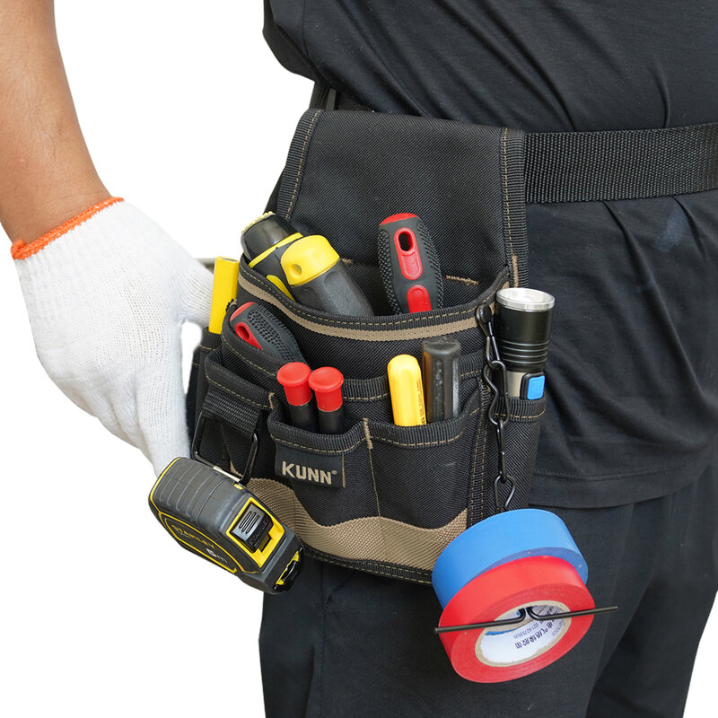 KUNN bolsa de herramientas de electricista, duradera, pequeña, bolsa de herramientas de mantenimiento básico con Tanga de cinta, cinturón de herramientas