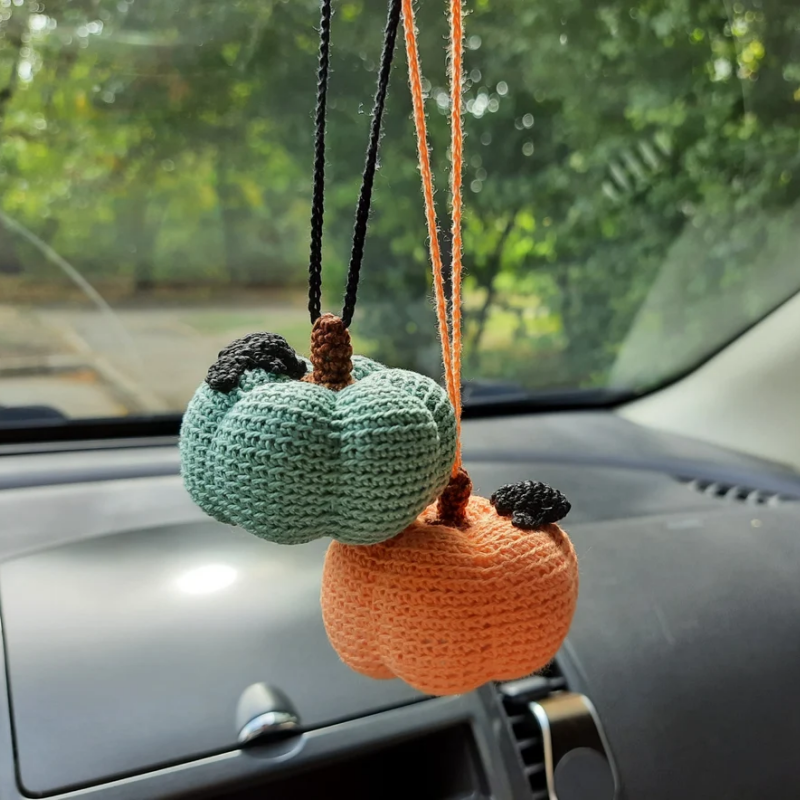 Halloween Creative Pumpkin Colorful Car Accessories, Cute Soft Plush Hanging Car Decor, Bag Charm, Pendant for Women Gift