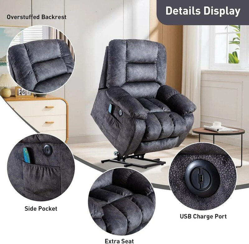 Phenix-家庭用椅子リフト、灰色のリクライニングチェア