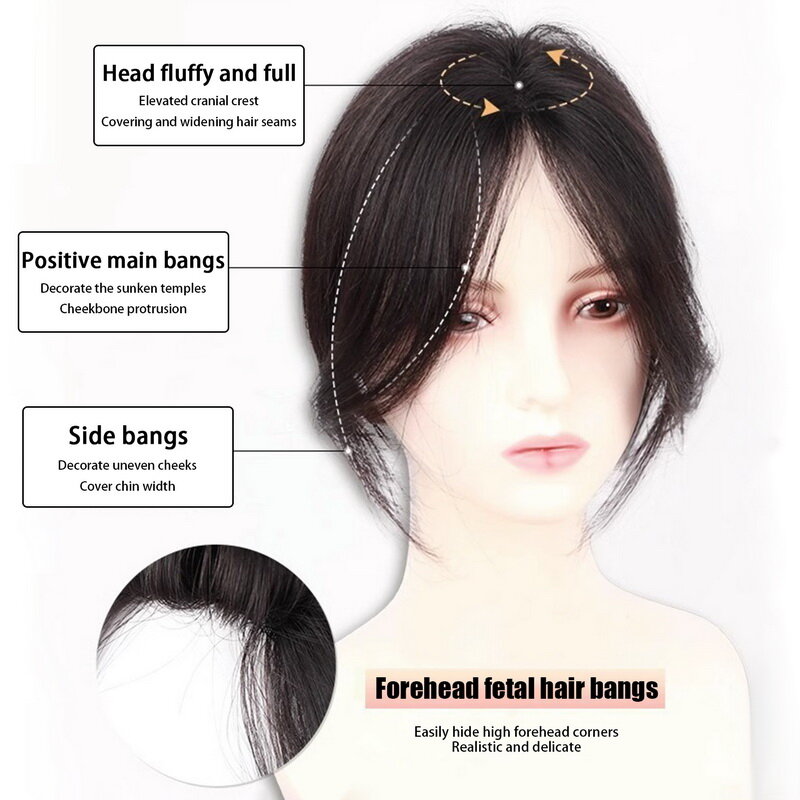 Syntetyczne sztuczne powietrze grzywki naturalne środkowe sztuczne frędzle przypinana grzywka niewidoczne puszyste włosy doczepiane Clip In włosy dla kobiet