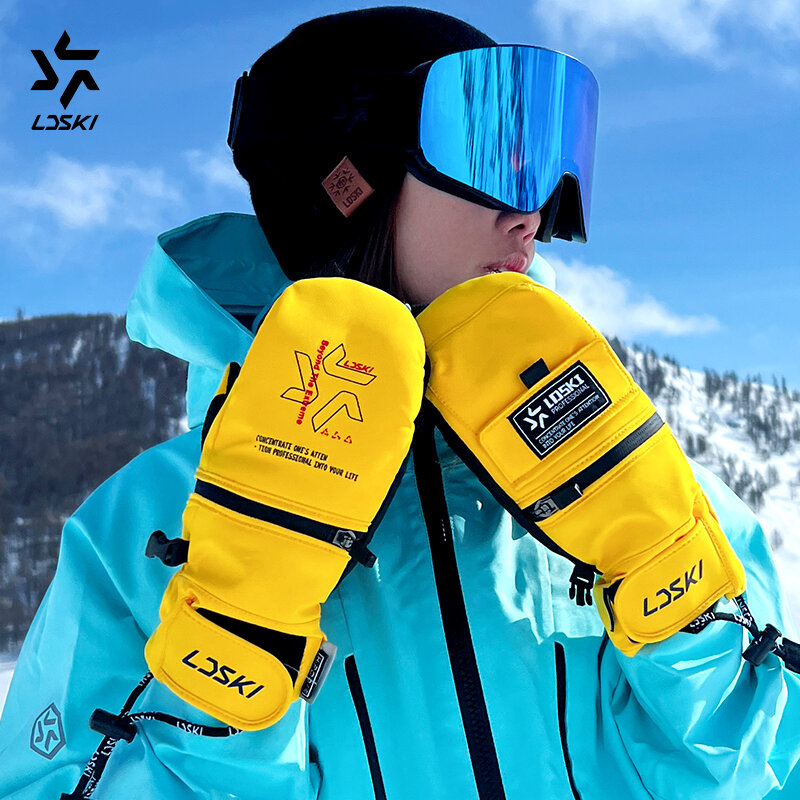 LDSKI Ski handschoenen Dames Heren Waterdicht Winter Thermisch rits Screen Touch 3M Thinsulate Snowboard Quick Accessories