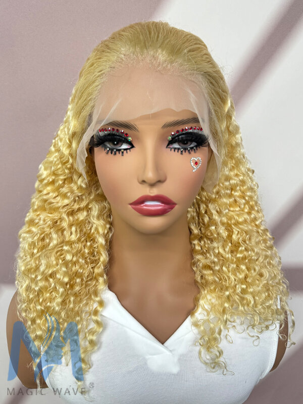 Peluca de cabello humano ondulado para mujeres negras, pelo Remy brasileño con encaje Frontal rizado, 613 densidad, 13x4, 20 pulgadas, n. ° 250%