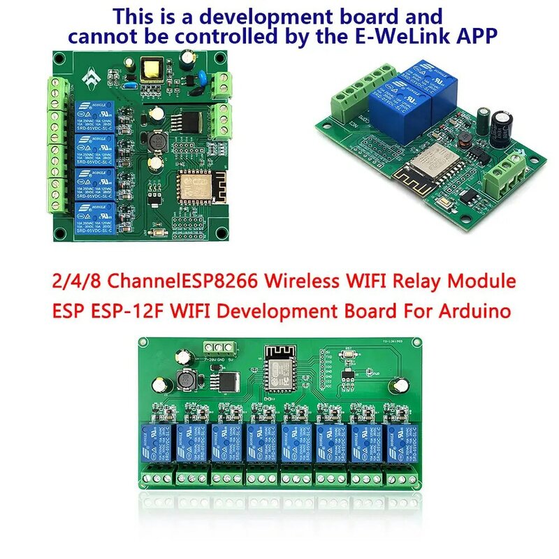 1/2/4/8 Channel ESP8266 Wireless WIFI Relay Module ESP-12F Development Board AC/DC 5V/7-28V/5-80V E-WeLink APP Remote Control