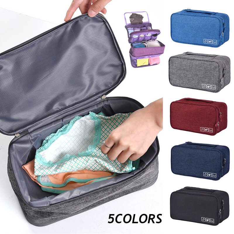 3 Layers Large Capacity Waterproof Zipper Travel Bag Storage Tote Bag Underwear Clothing Storage Pouch Women Makeup Cosmetic Bag