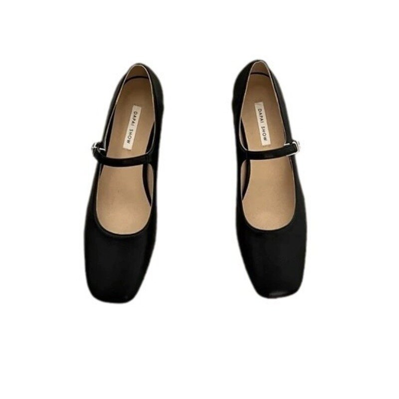 Comemore-zapatos plateados de tacón grueso para niña y mujer, Sandalias de tacón bajo de cuero, zapatos Mary Jane, Otoño, 2024