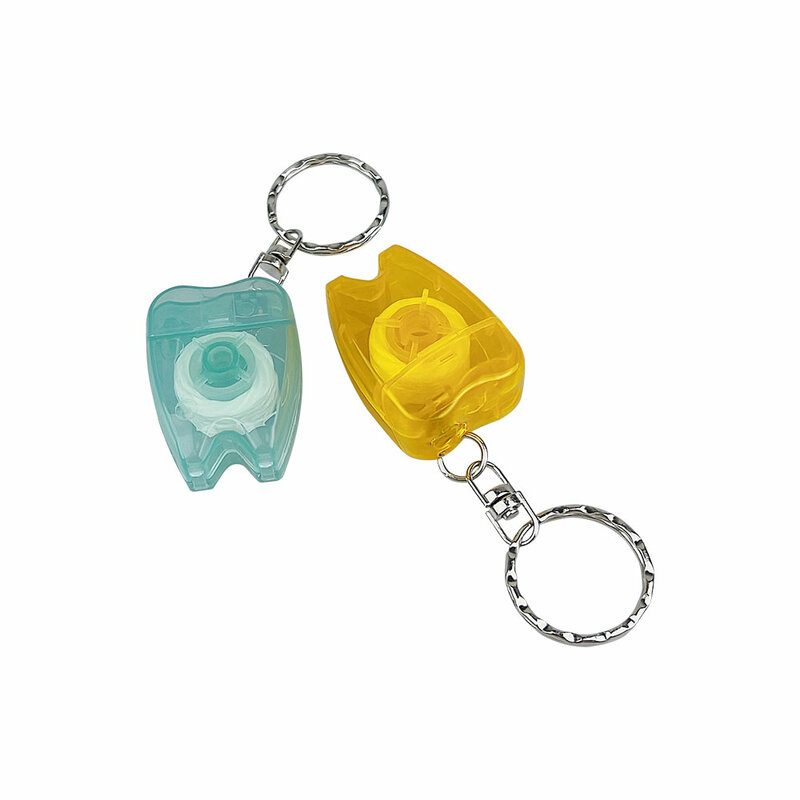 50/100pcs Dental Floss with Keychain for Gum Care Teeth Cleaning Oral Care Tooth Shape Dental Jewelry Keychain