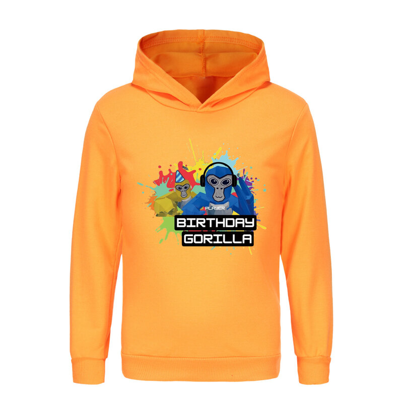 Gorilla Tag-Sudadera con capucha para niño y niña, abrigo de manga larga con dibujos animados de mono VR, ropa de Gamer, ropa de abrigo para jóvenes