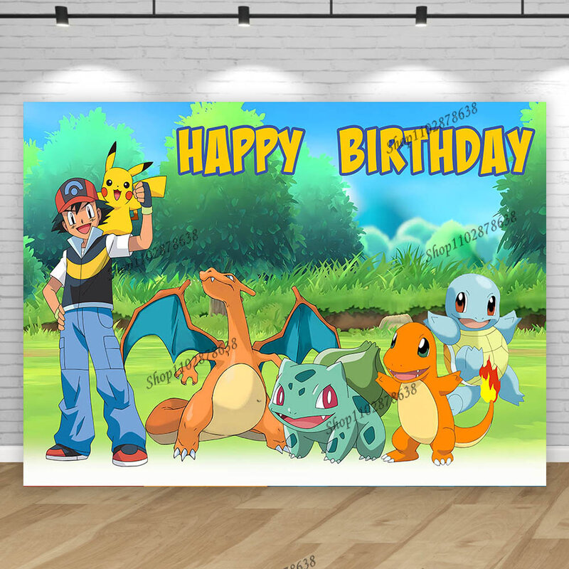 Fondo de Pokémon para fiesta de cumpleaños de niño, fotografía de fondo de Mascota, elfo, Pikachu, pancarta de Baby Shower, decoración de póster, accesorios de Strea