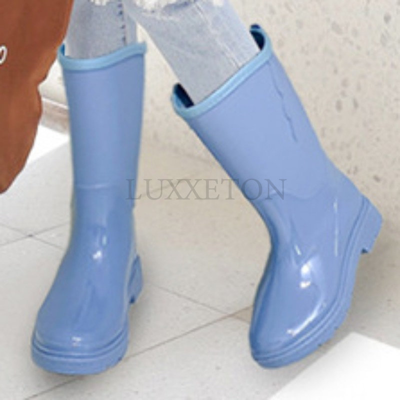 Women High-end Waterproof Rain Boots Women's Knee-length Fashion Rubber Rain Boots Girls' Shoes Rain Boots PVC Waterproof Shoes