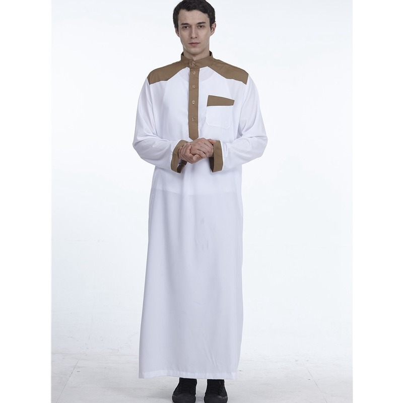 Bata musulmana de negocios para hombre, ropa informal de uso diario, ajustada, con cinco botones, estilo étnico de Arabia Saudita, novedad de 2022