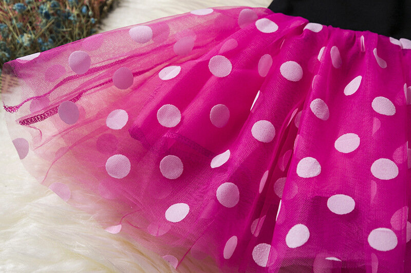 Letnia dziecięca sukienka księżniczki z krótkim rękawem w kropki 1-6Y Party dziewczynek ubrania kostiumy Cosplay