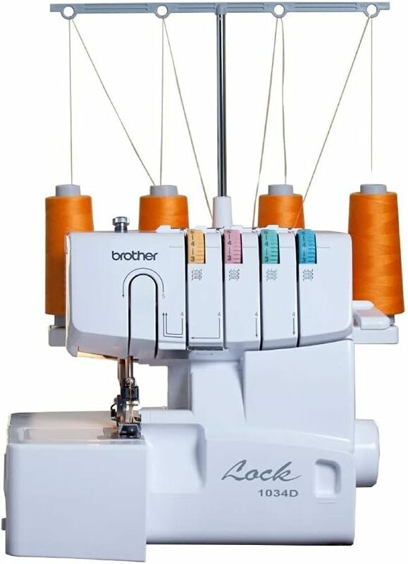 Brother Serger, 1034D, Heavy-Duty Metal Frame Overlock Machine, 1,300 Stitches Per Minute, Removeable Trim Trap,