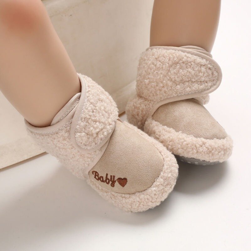 Теплые ботинки для новорожденных, мягкие удобные тапочки для начинающих ходить детей, Нескользящие, обувь для новорожденных девочек и мальчиков