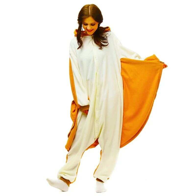 Costume de Cosplay d'Halloween de Chat Volant Orange, Pyjama à Capuche Ajusté, Combinaison Glutnel, Vêtements de Maison pour Femme