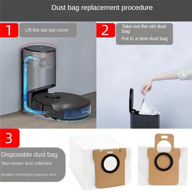 8PCS Dust Bag for Xiaomi Robot Vacuum X10+, Mijia Omni 1S, B101CN / Dreame Bot S10 S20 Pro, X10 L10 L10S Ultra Vacuum
