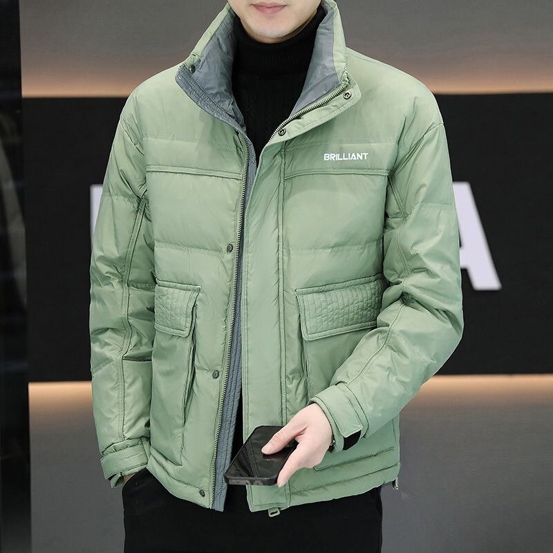 Männer Daunen jacke Winter männlich trend ige hochwertige Stehkragen verdicken warme Mantel Mode einfarbig lässig vielseitige Oberbekleidung