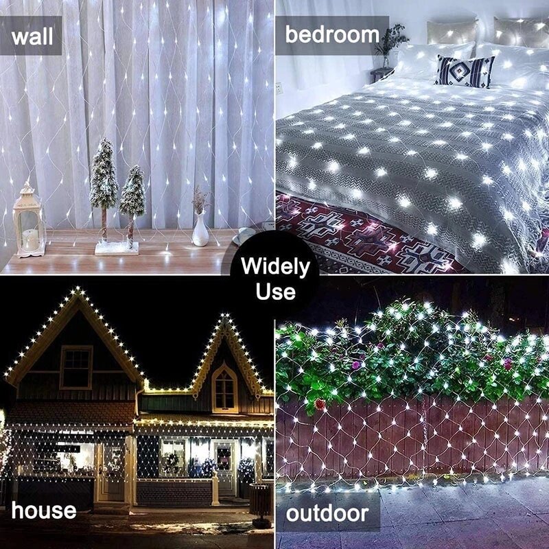 Guirnalda de luces de red Solar para exteriores, 3x2M, para árbol de Navidad, decoración del banquete de boda de patio trasero