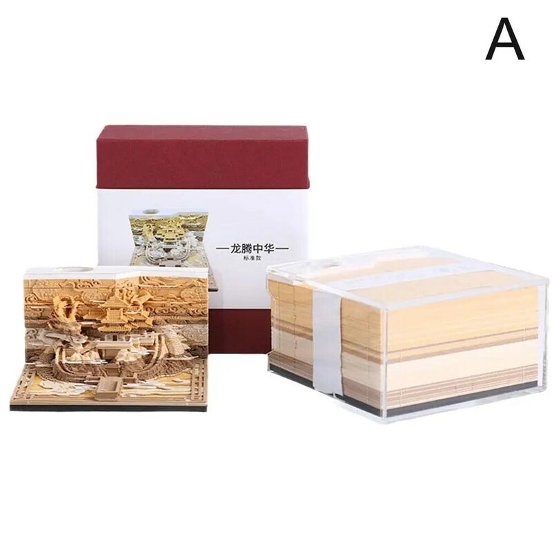 3D Three-dimensional Note Paper Creative Gift Notepad Architecture Ancient Sticky Calendar 3D Notes Calendar House I3J0
