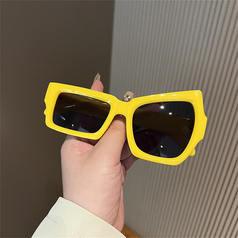 Gafas de sol cuadradas irregulares para hombre, lentes de sol asimétricas de moda para fiesta, gafas de sol negras con personalidad de diseñador de marca
