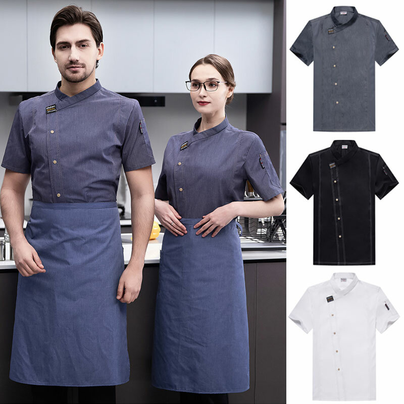 Mężczyźni kobiety Unisex koszule szefa kuchni fartuch szefa kuchni kucharka kurtka hotelowy kelner topy restauracja cukiernia kawiarnia kostium mundurek roboczy