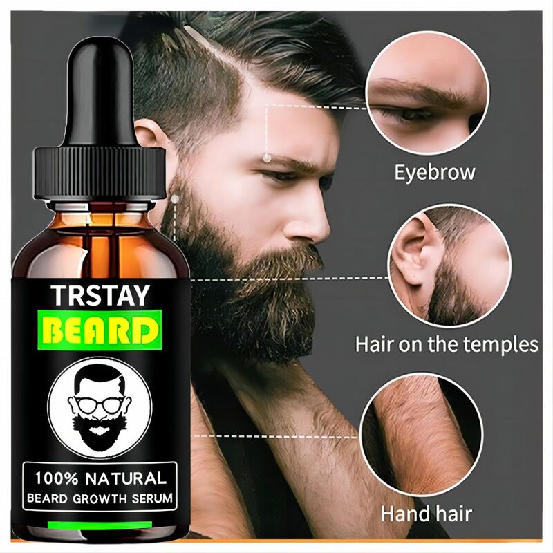 TRSTAY-aceite esencial para el crecimiento de la barba, aceite líquido para el crecimiento del cabello, mantenimiento del cabello, solución para el crecimiento del cabello del pecho y la barba, 10ml