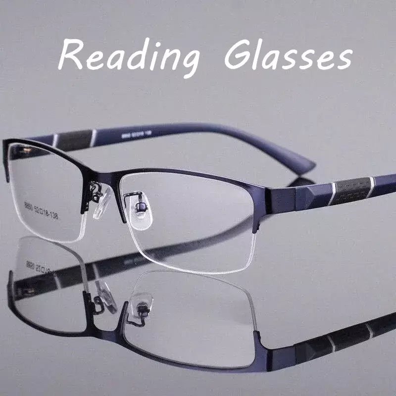 Kacamata baca TR90สำหรับผู้ชายป้องกันแสงสีฟ้าแว่นสายตายาวของผู้ชายแว่นตาครึ่งกรอบแว่นสายตายาว0ถึง + 4.0