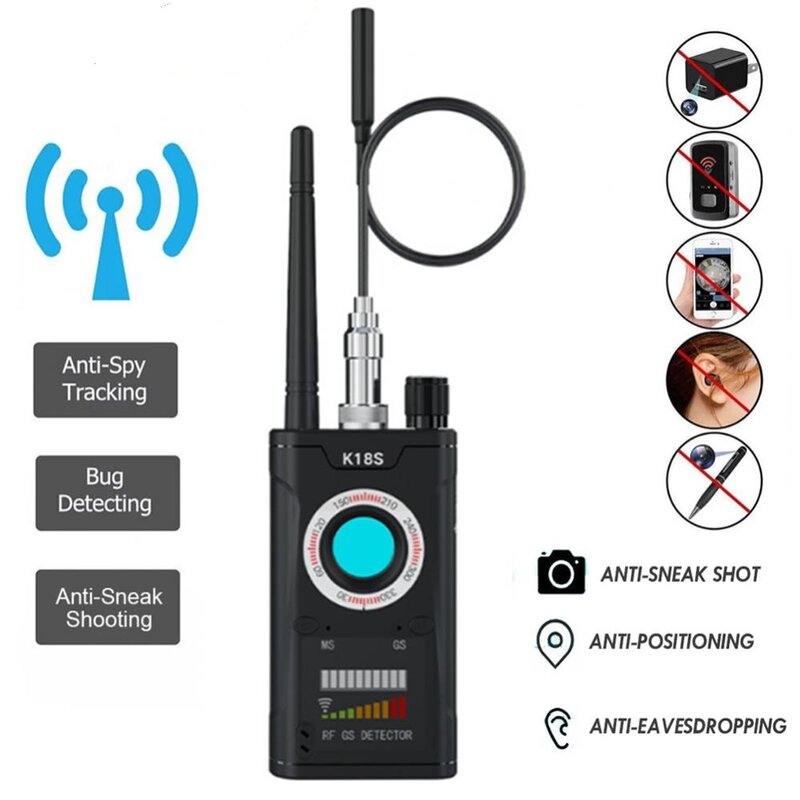 K18S wielofunkcyjny wykrywacz kamer GSM wykrywacz błędów Audio sygnał GPS RF Tracker wykrywa podsłuchiwanie skanera prywatności