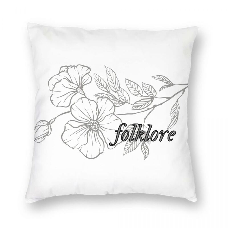 Folklore Album Flower Lyrics Square Pillowcase Polyester Linen Velvet Pattern Zip Decor Home Cushion Cover Wholesale 18"