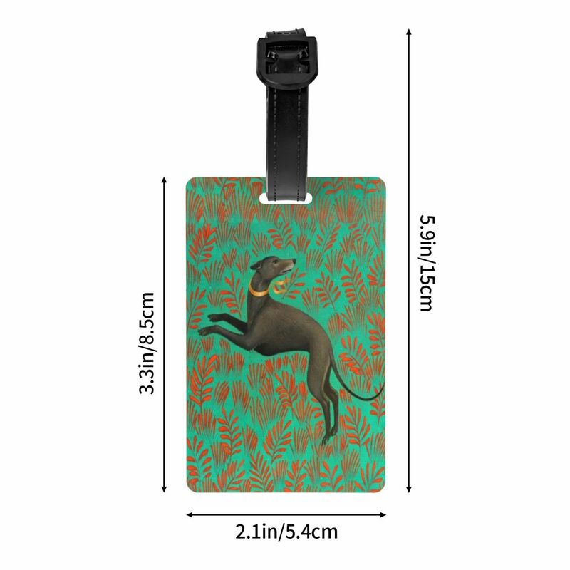 Étiquettes à bagages personnalisées Sihthound Greyhound Flowers Art, étiquettes de bagages personnalisées pour animaux de compagnie, couverture de confidentialité, étiquette d'identification