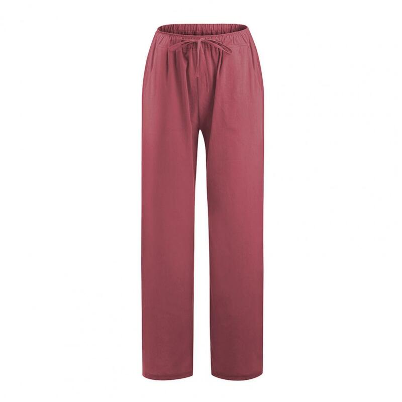 Pantalones transpirables con bolsillos de cintura elástica para mujer, ropa de calle informal, elegante, Verano