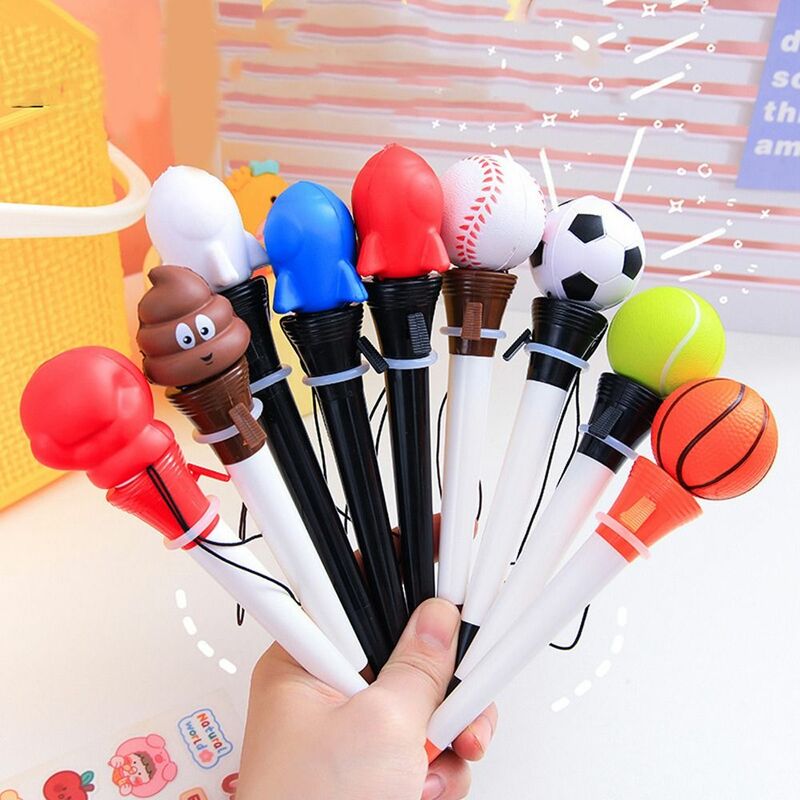 Bolígrafo de Gel divertido para fútbol, guante de boxeo, baloncesto, cohete, 0,5mm, descompresión de rebote, bolígrafos para firmar, bolígrafos para juegos