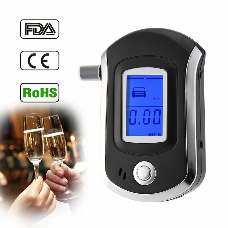 Digital LCD Respiração Alcohol Tester, Bafômetro Profissional, Analisador, Detector, Teste, Portátil, Medidor com 5 Bocal, Novo