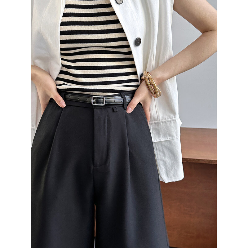 ZHISILAO Vintage Office Wear pantaloncini al ginocchio donna elegante lavoro pantaloncini a vita alta estate 2023