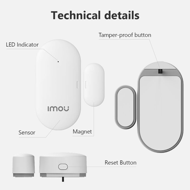 IMOU-Sensor Inteligente de Porta e Janela WiFi, Proteção de Segurança Doméstica, Notificação em Tempo Real, Imou Life App, Zigbee 3.0