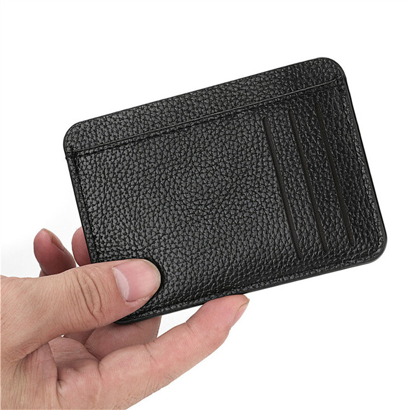 Tempat kartu ID untuk wanita pria Bank kartu Bus kredit penutup Anti demagnetik dompet kantong koin kecil tas casing