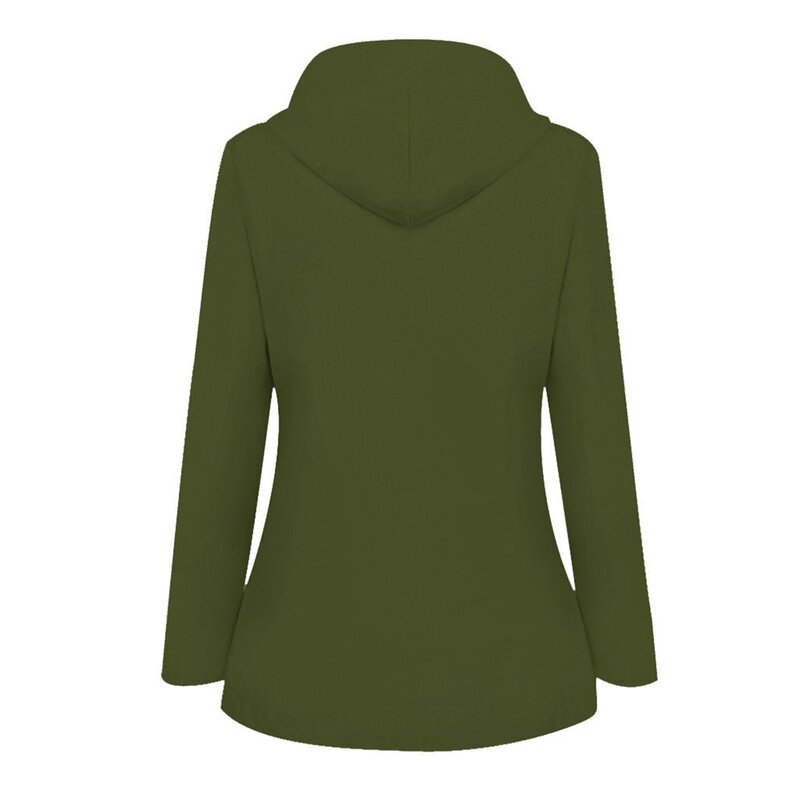 Jaket wanita tahan air, jaket wanita Windbreaker bertudung untuk musim dingin warna hijau XL