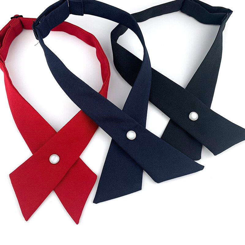 นักเรียน JK เครื่องแบบ Overalls Bow Tie ฉบับภาษาเกาหลีอังกฤษ Corbata Para Mujer Cross Knot ญี่ปุ่นสไตล์ดอกไม้