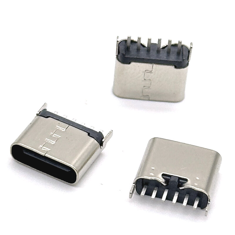 1-10ชิ้นแจ็คไมโคร USB 6Pin ตัวเชื่อมต่อตัวเมียชนิด C Usb3.1สำหรับโทรศัพท์มือถือ mini USB สายเชื่อมต่อสัญญาณเต้ารับสำหรับชาร์จ
