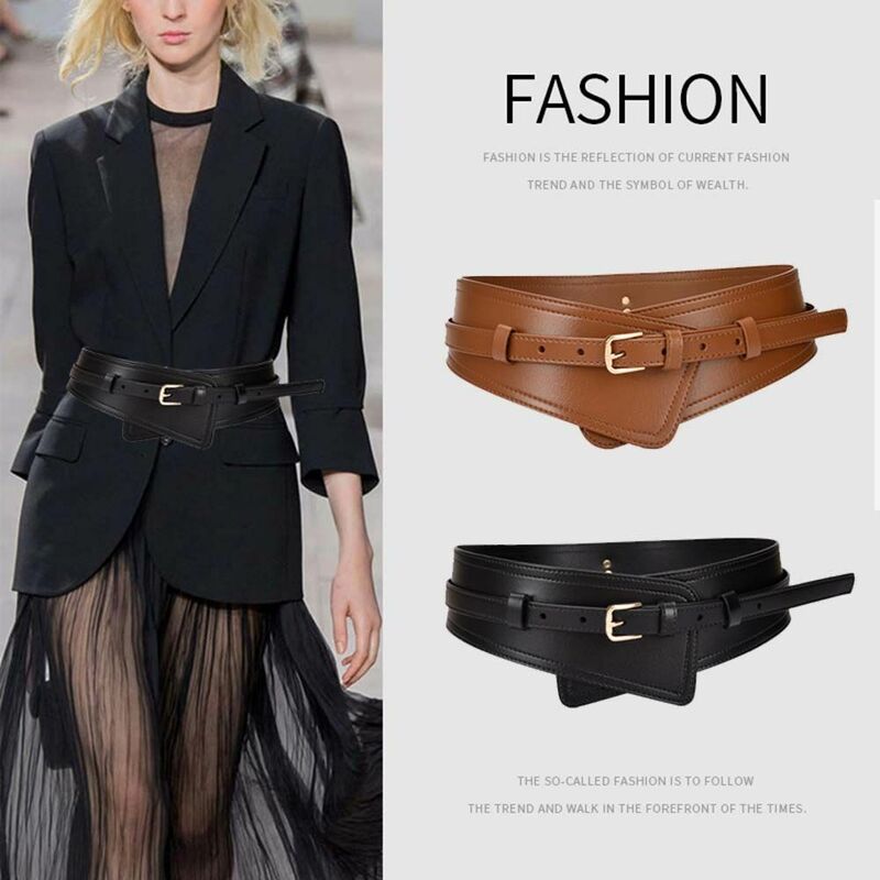Cinturones elásticos de cuero PU para mujer, accesorios de ropa, abrigo de suéter, cinturones anchos, cinturón de cintura