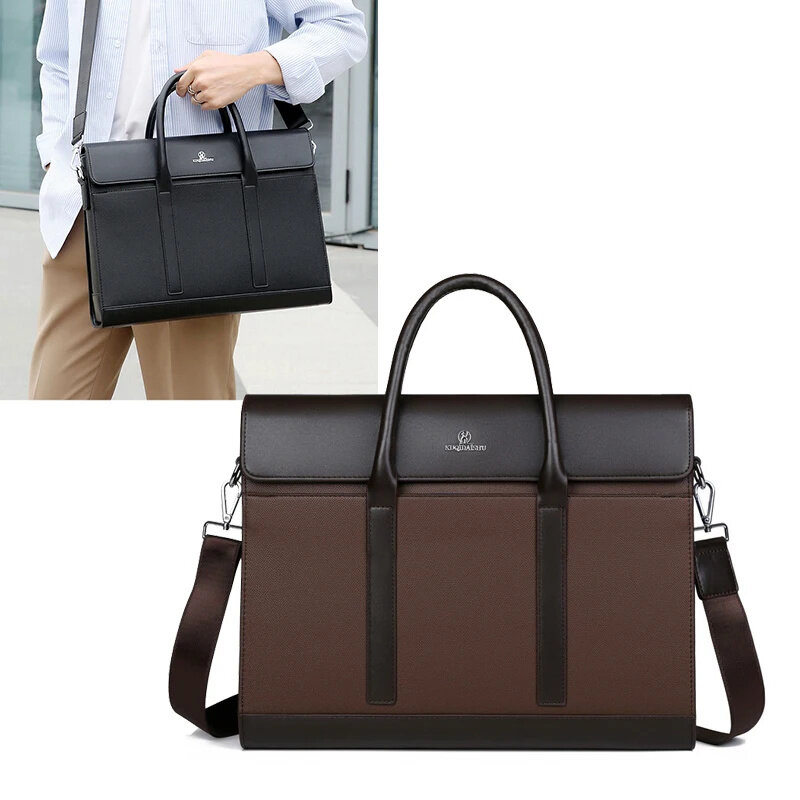 Mala de ombro de couro PU vintage para homens, bolsa de luxo, Laptop Messenger Bag, Crossbody Side Portfolio Bag, negócio executivo