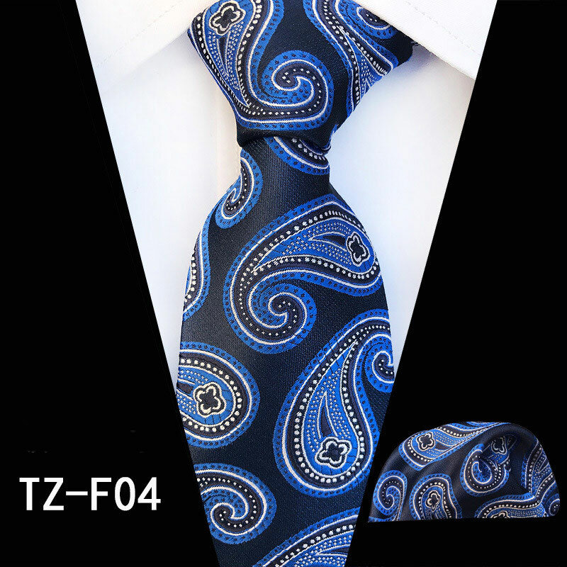 High Quality Red 8CM Paisley Tie Pocket Square Set for Office Business Wedding Fashion Necktie Handkerchief 2-piece Set