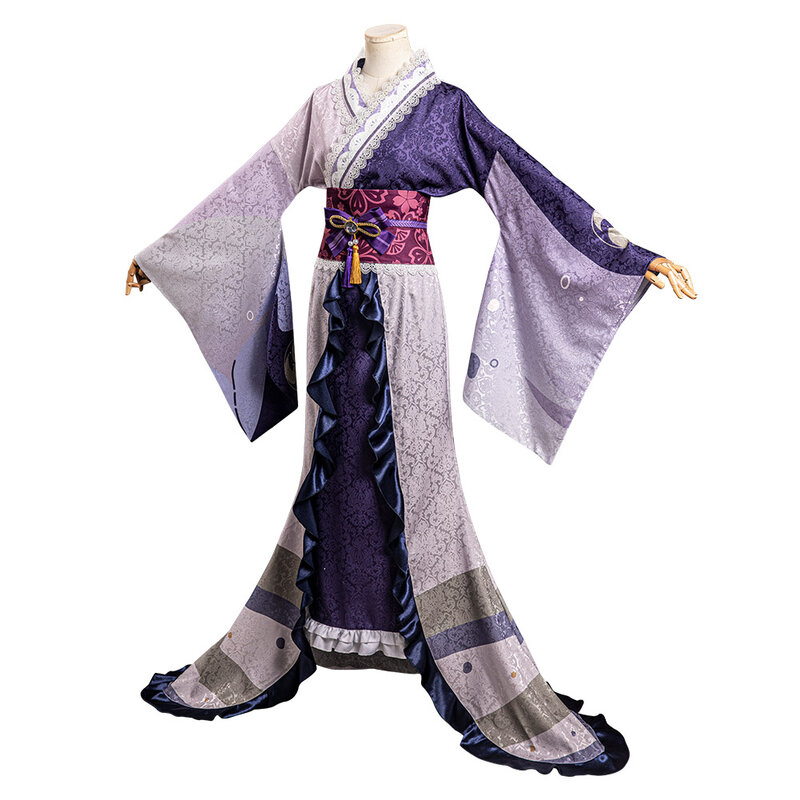 Genshin Impact Raiden Kostum Cosplay Shogun Pakaian Kimono Pakaian Setelan Karnaval Halloween untuk Wanita Anak Perempuan Permainan Peran
