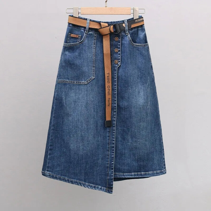Spódniczki dżinsowe damska wiosna lato Jeans z wysokim stanem spódnice Streetwear kobiece seksowne spódnice z obcisłą spódnica w stylu Retro z pasem