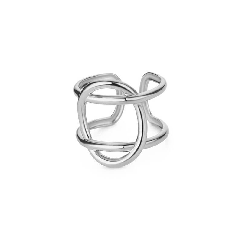 Punk geometryczny dwuwarstwowy pierścień z wycięciami dla kobiet ze stali nierdzewnej pierścionki dla par weselny prezent dla kobiet 2024