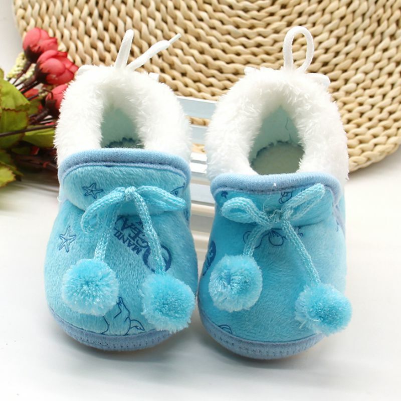 New Baby Non-Slip Soft-Soled Shoes Plus Fleece Thick Toddler Shoes Baby Travel Party Warm Boots Children'S Clothing Accessories